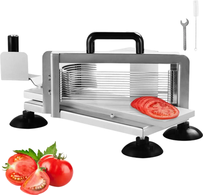 VEVOR Commercial Tomato Slicer, 3/16 inch Tomato Cutter Slicer, Stainless Steel Heavy Duty Tomato Slicer Machine, Manual Tomato Slicer with Non-slip Feet, for Cutting Tomatoes, Cucumbers, Bananas
