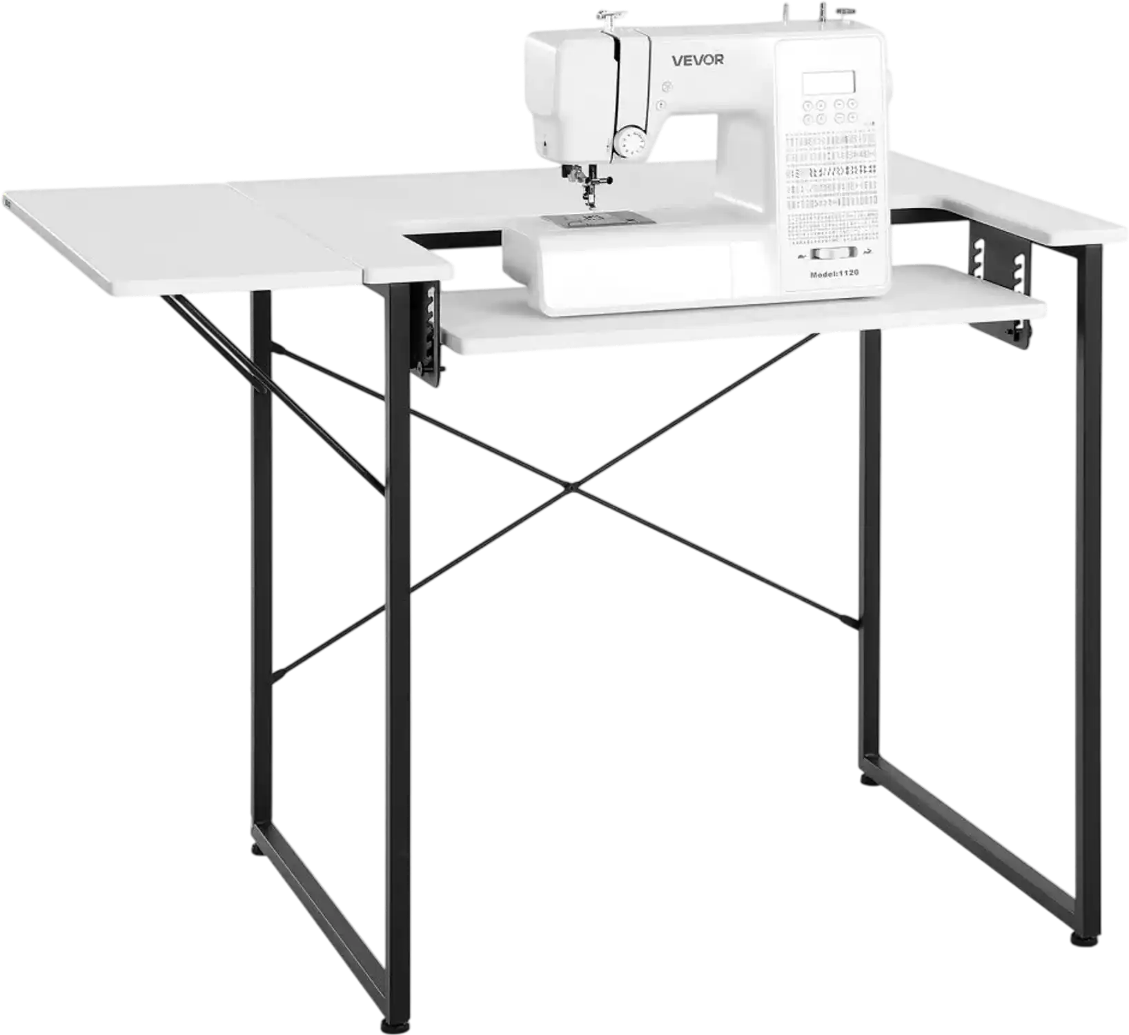 Vevor Sewing Table Foldable Multipurpose Sewing Machine Desk with Adjustable Shelf White New