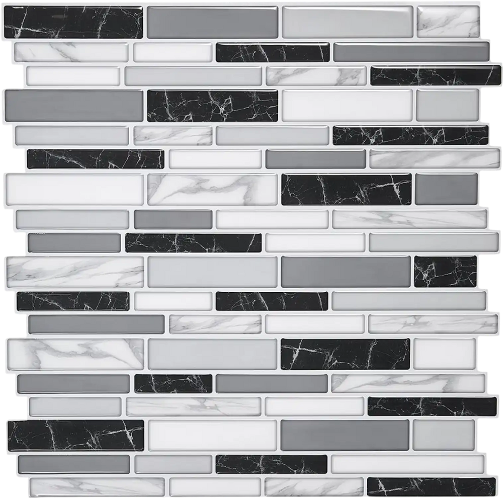 VEVOR Peel and Stick Backsplash 10-Sheet, 12 x 12 x 0.78 inch / 305 x 305 x 2.0 mm Self-Adhesive Wall Tiles, Stick on Subway Tile Backsplash for Kitchen, 3D Back Splashes for Bathroom, Stone-Look
