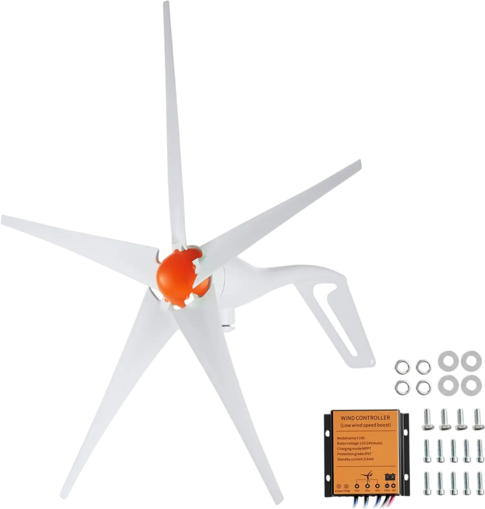 VEVOR 500W Wind Turbine Generator, 12V Wind Turbine Kit, 5-Blade Wind Power Generator with MPPT Controller, Adjustable Windward Direction & 2.5m/s Start Wind Speed, Suitable for Home, Farm, RVs, Boats
