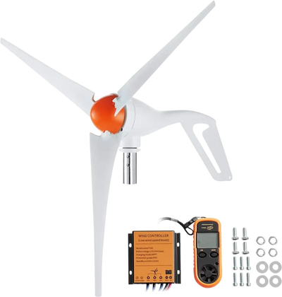 VEVOR 500W Wind Turbine Generator with Anemometer, 12V Wind Turbine Kit, 3-Blade Wind Power Generator, MPPT Controller & Adjustable Windward Direction, Suitable for Home, Farm, RVs, Boats