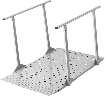 VEVOR Wheelchair Ramp with Handrails, 44.9 x 33.5 in, Heavy Duty Aluminum Handicap Ramp, 440 lbs Capacity, Non-Slip Portable Threshold Ramps for Home Steps, Stairs, Doorways, Curbs, Walkers, Scooters