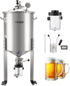 VEVOR Pressure Fermenter 15 PSI, 16 Gal/60L All-in-One Stainless Steel Conical Secondary Fermentation Bucket, with Cooling Tube, Yeast Slurry Collection Bottle, for Wine, Beer Brewing Equipment