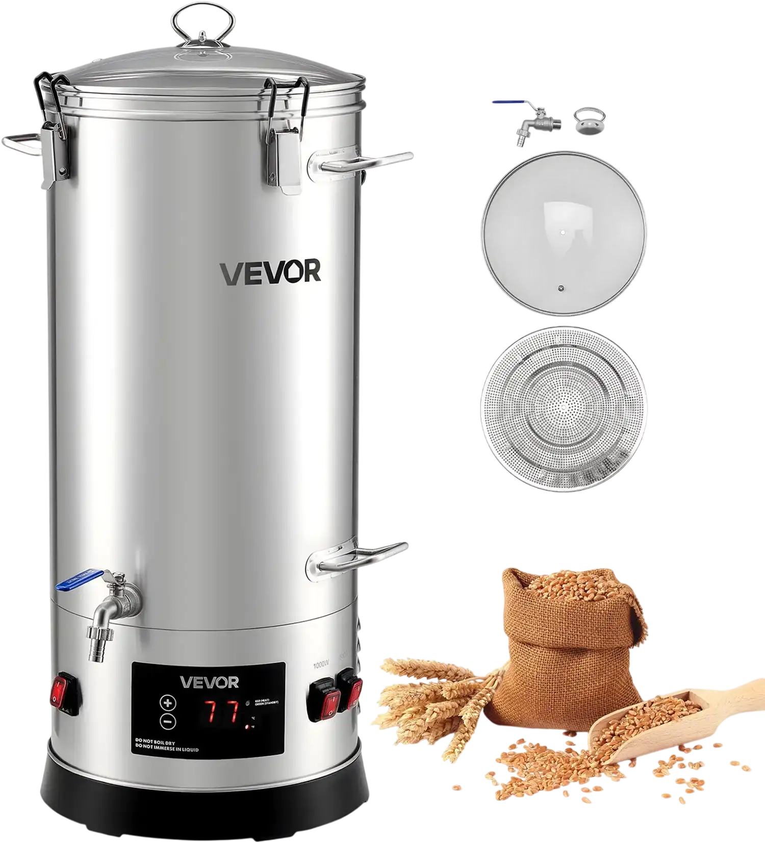 Vevor Electric Beer Brewing System 8 Gal 1500W Stainless Steel All-in-One Kit New