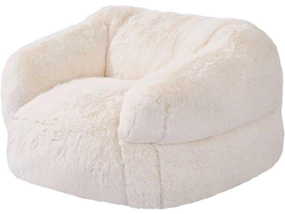 VEVOR Bean Bag Chair, BeanBag Sofa Chair with Armrests for Adults, Fluffy Plush & High-Density Foam Filling Adult Bean Bag with Zapper, Comfy Lazy Sofa Chair Ideal for Living Room, Bedroom, Beige