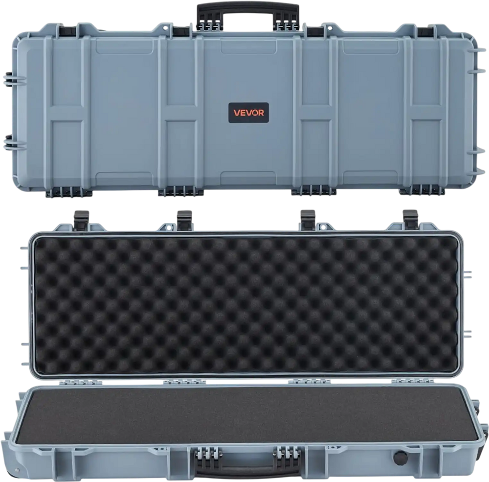 VEVOR Hard Rifle Case, Lockable Rifle Case with Pre-cut Foams, 40 in Gun Storage with Wheels, IP67 Waterproof & Dustproof Movable Large Pistol Storage for Rifles, Shotguns, Airsoft Guns, Grey