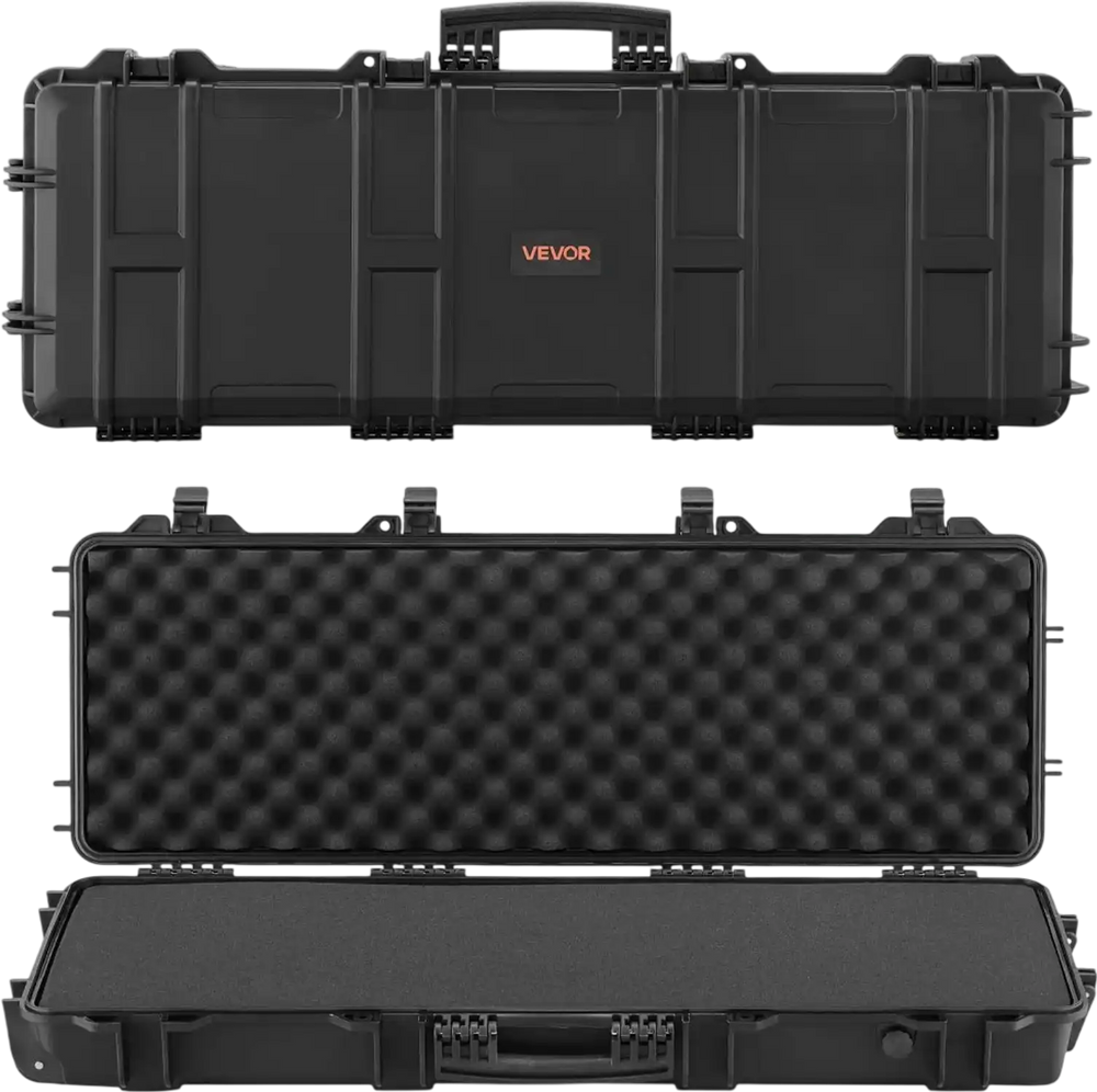 VEVOR Hard Rifle Case, Lockable Rifle Case with Pre-cut Foams, 40 in Gun Storage with Wheels, IP67 Waterproof & Dustproof Movable Large Pistol Storage for Rifles, Shotguns, Airsoft Guns, Black