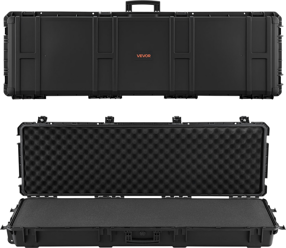 VEVOR Hard Rifle Case, Lockable Rifle Case with Pre-cut Foams, 52 in Gun Storage with Wheels, Heavy Duty IP67 Waterproof & Dustproof Pistol Storage Cases for Rifles, Shotguns, Airsoft Guns, Black