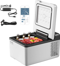 VEVOR 12 Volt Refrigerator 10 Qt, Portable Mini Freezer (-4℉~68℉) with APP Control Car Compressor Fridge Cooler 12V/24V DC and 110-220V AC For Camping, Road Trip, Travel, Outdoor and Home