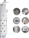 VEVOR Shower Panel Tower System with Rainfall Shower Head, LED, 49 in Brushed Stainless Steel Shower Column, 4-Function Faucet, Wall-Mount Rain Massage System with 6 Body Jets, Handheld, and Tub Spout