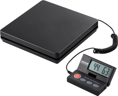 VEVOR Digital Shipping Scale, 110 lbs x 0.07 oz. Heavy Duty Postal Scale with Timer, Tare, Hold Function, 90° Foldable LCD Screen Package Scale for Laggage, Home, Post Office, AC/DC Powered, FCC Liste