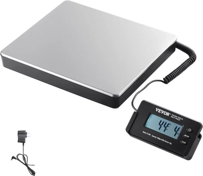 VEVOR Digital Shipping Scale, 440 lbs x 1.7 oz. Heavy Duty Postal Scale with Timer, Tare Function, HD LCD Screen Portable Package Scale for Luggage, Home, Post Office, AC/DC Powered, FCC Listed