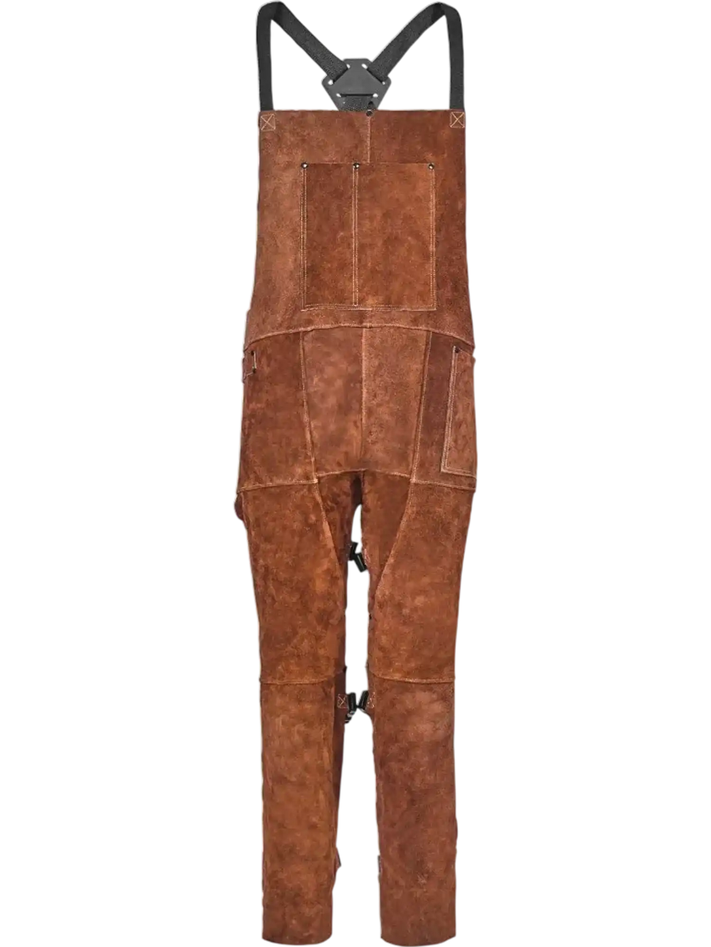 VEVOR Leather Welding Apron Split Leg, Heavy Duty Cowhide Flame Resistant Welding Pants for Men Women, Heat-Resistant Safety Apron with 3 Pockets for Woodworking, Gardening, Blacksmithing, M-Size