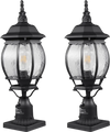 VEVOR 2 Pack Dusk to Dawn Outdoor Post Light, 20.87 in, Waterproof Lamp Post Light Fixtures with 5.5 in Pier Mount Base Glass Shade, Lightning-proof Exterior Pole Column Light for Patio Garden Pathway