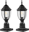 VEVOR 2 Pack Dusk to Dawn Outdoor Post Light, 15.35 in, Waterproof Lamp Post Light Fixtures with 3.5 in Pier Mount Base Glass Shade, Lightning-proof Exterior Pole Column Light for Patio Garden Pathway