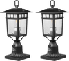 VEVOR 2 Pack Dusk to Dawn Outdoor Post Light, 15.75 in, Waterproof Lamp Post Light Fixtures with 5.5 in Pier Mount Base Glass Shade, Lightning-proof Exterior Pole Column Light for Patio Garden Pathway