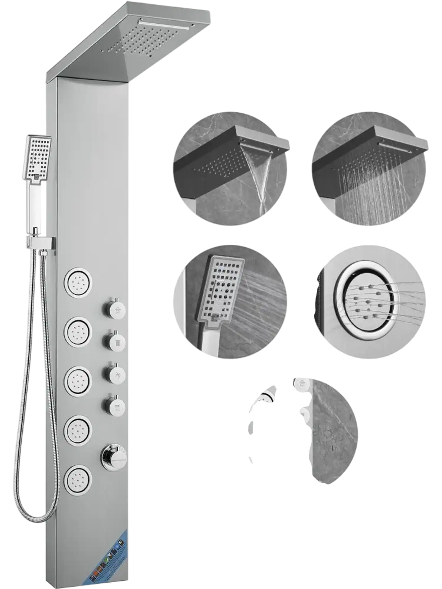 Vevor Shower Panel Tower System Rainfall Waterfall Massage Jets Handheld Shower Set New