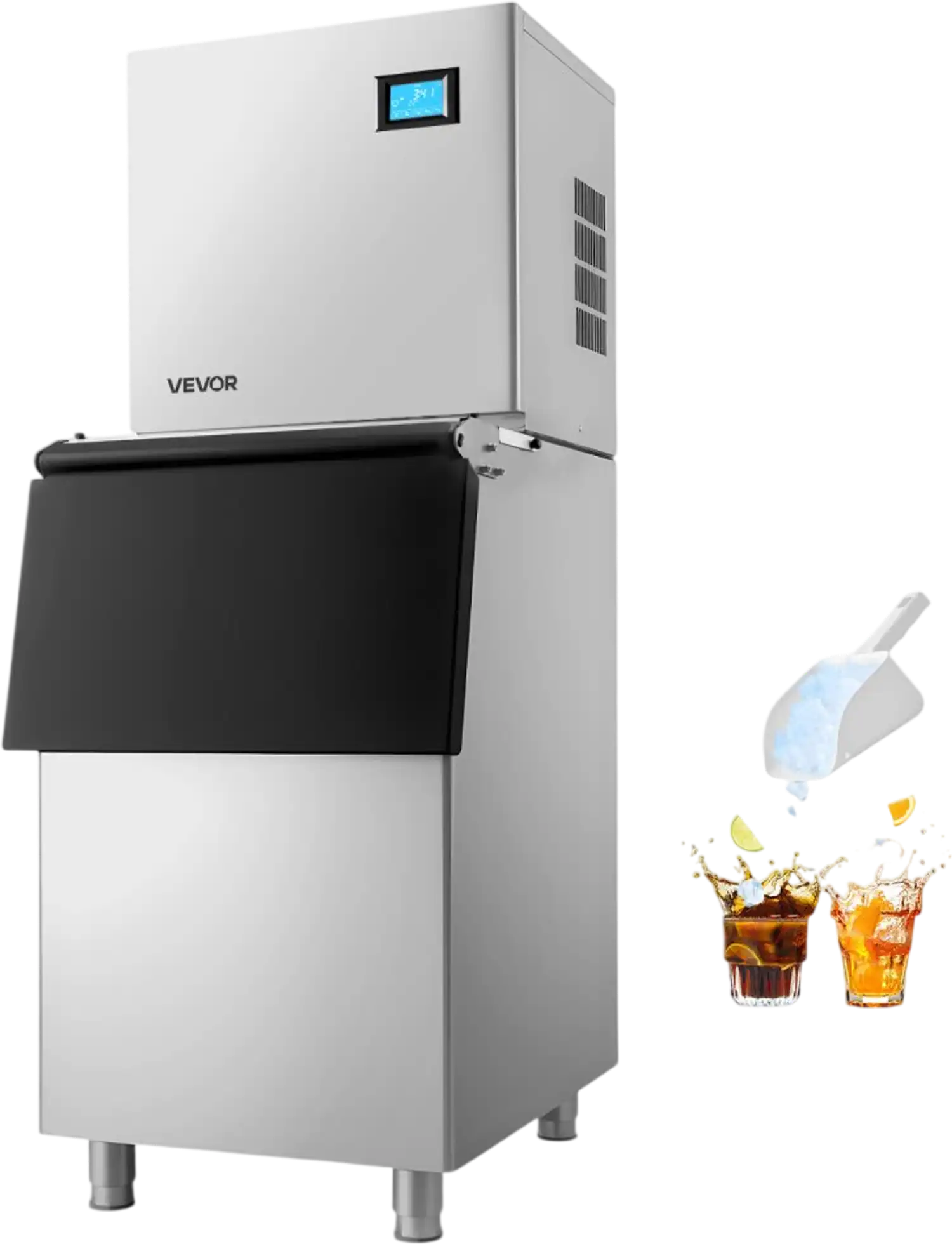 Vevor Commercial Ice Maker 360 lbs/24h 250 lbs Bin Touchscreen Self-Cleaning New