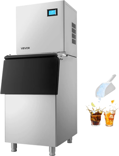 Vevor Commercial Ice Maker 360 lbs/24h 250 lbs Bin Touchscreen Self-Cleaning New