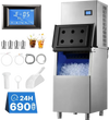 VEVOR Commercial Ice Maker Machine 690 Lbs/24H Ice-Making Stainless Steel, for Bar Cafe Restaurant Business, Ice Ready in 15 Mins, Freestanding with 250 Lbs Ice Storage Bin and Auto Self-Cleaning