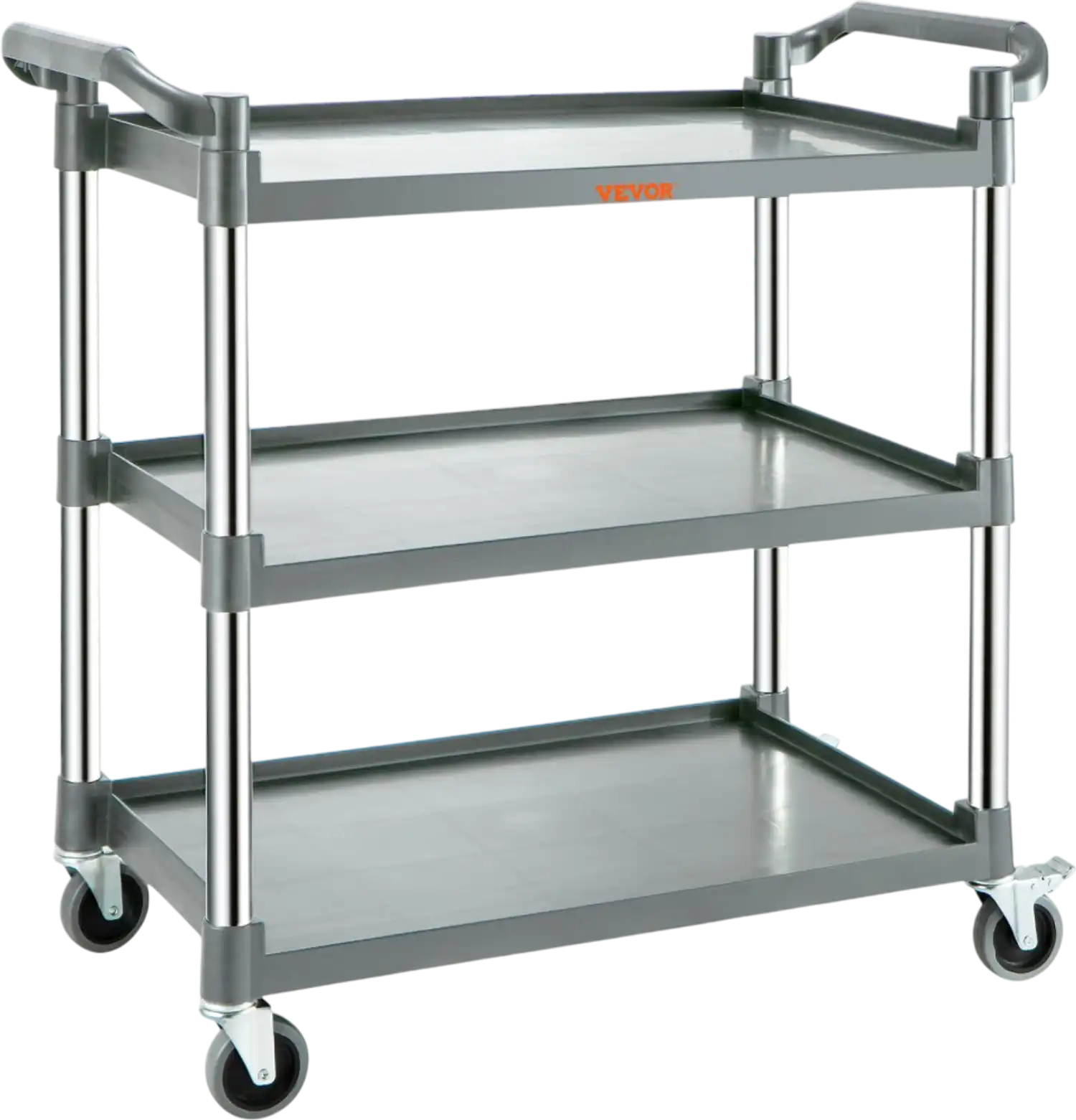 Vevor Utility Cart 3-Tier Food Service Cart with Wheels 220 lbs Capacity Gray New