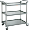 VEVOR Utility Service Cart, 3 Shelf Heavy Duty 220LBS Food Service Cart, Rolling Utility Cart with Lockable Wheels, 40" x 19.3" x 38.6" Plastic Utility Cart for Kitchen Office Restaurant Home, Grey