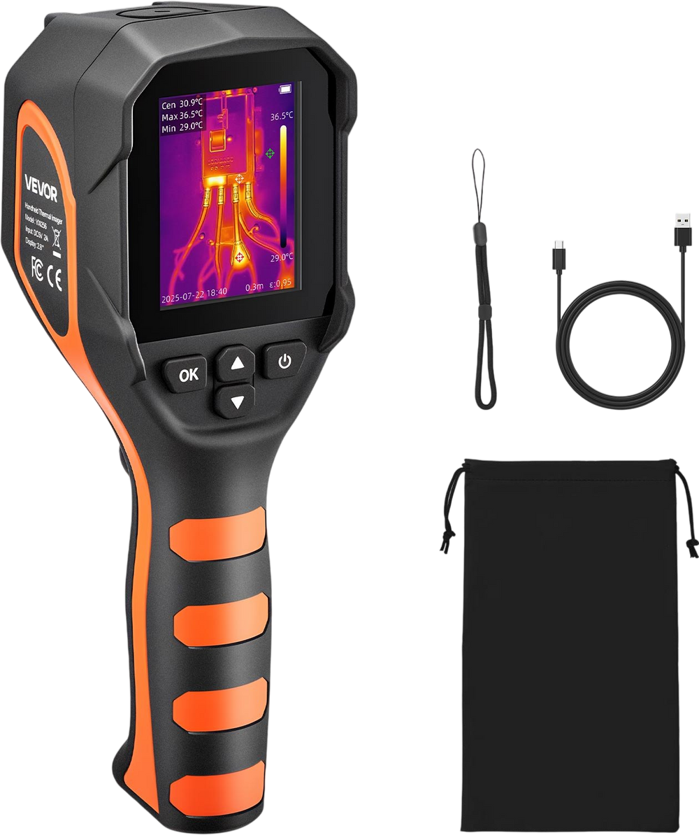 VEVOR Thermal Camera, 320 x 240 TISR Super Resolution, Thermal Imaging Camera with 2MP Visual Camera, 160 x 120 IR Resolution, 25 HZ Refresh Rate, -4°F to 1022°F, 4 Image Modes & 6 Color Palettes