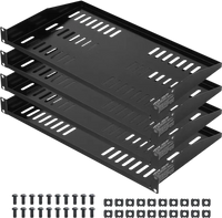 VEVOR 1U Server Rack Shelf, 4 PCS, 50 lbs Max Load-Bearing Vented Cantilever, Wall Mount or Rack Mount Shelf with Tray, 10 in Depth, Good Air Circulation for 19 Inch Cabinet Computer Network Equipment