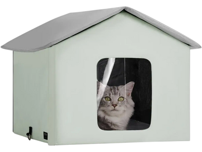 Vevor Cat House Heated Outdoor Kitty Shelter with Pad Green Medium New