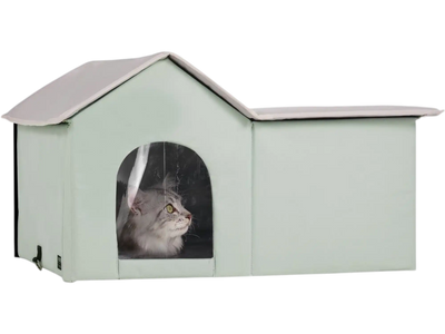 Vevor Cat House Heated Outdoor Kitty Shelter with Adjustable Temperature Green Large New