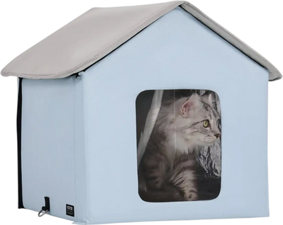 Vevor Cat House Heated Outdoor Kitty Shelter with 30W Pad Blue Small New