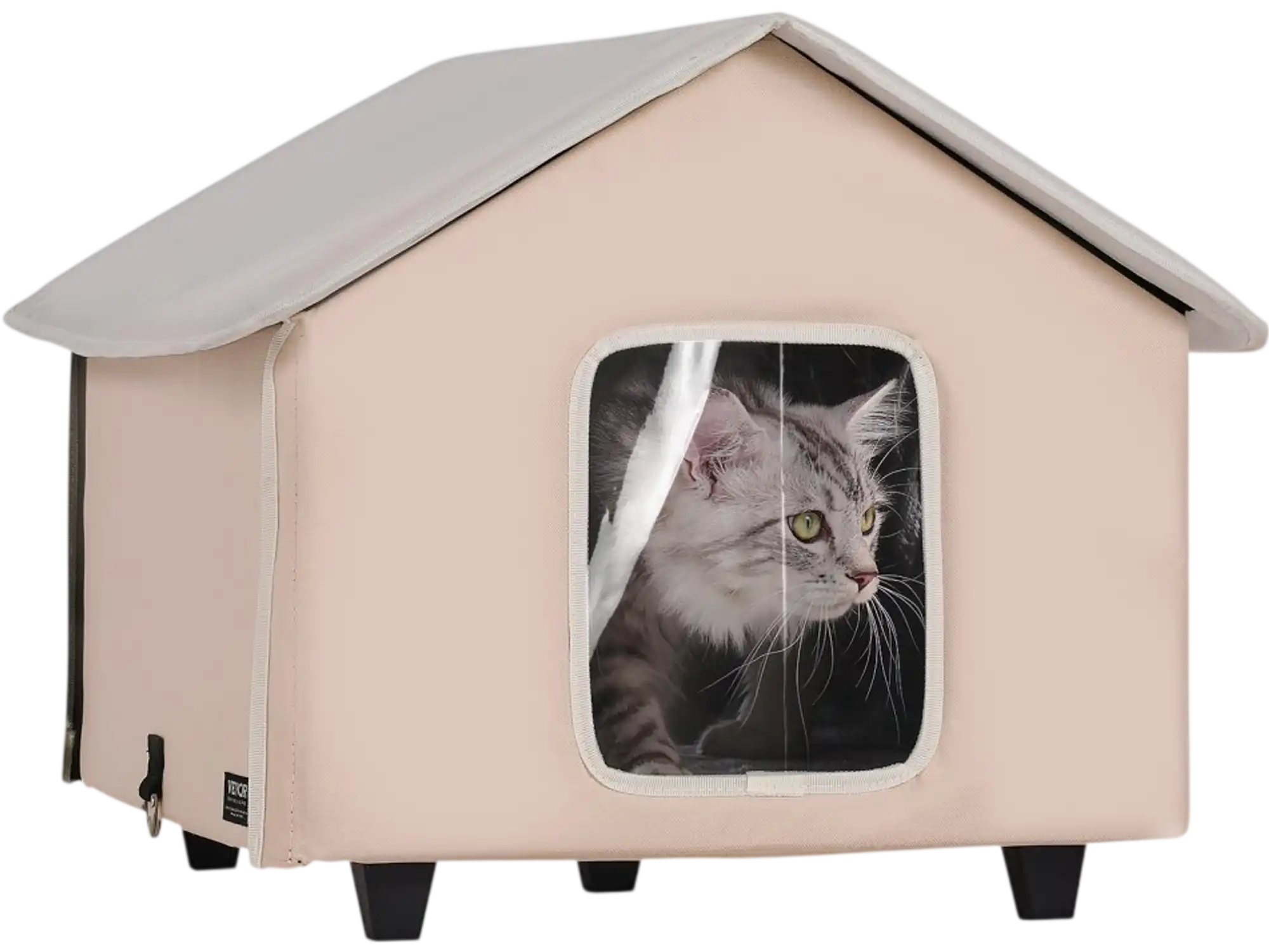 Vevor Cat House Elevated Heated Outdoor Shelter with 55W Pad Brown Medium New