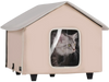 VEVOR Elevated Heated Cat House, Outdoor Kitty Shelter with Timer, 600D Oxford Cloth Foldable Cat Shelter with Heated Pad for Winter to Stay Warm and Cozy, Brown (Middle)