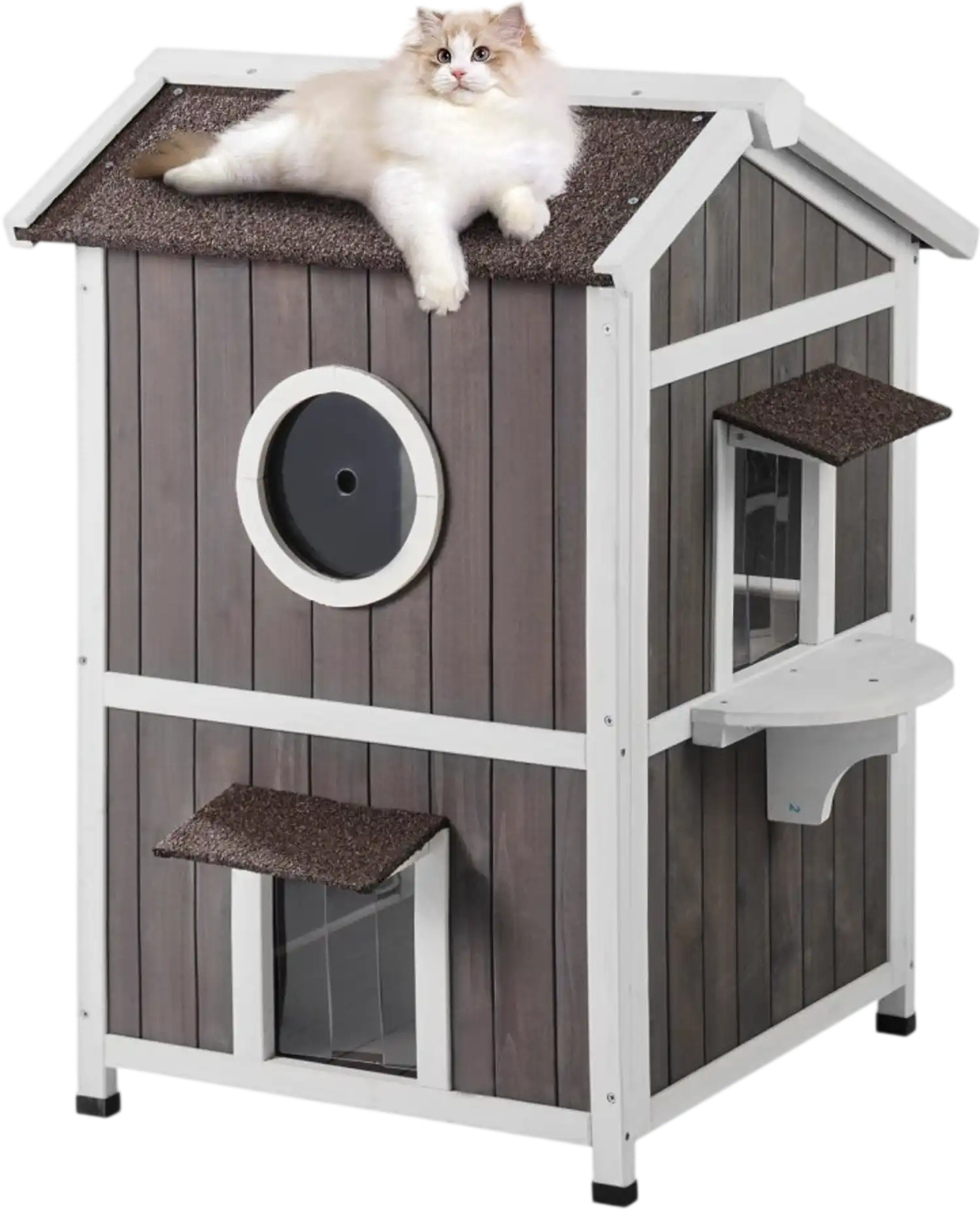Vevor Cat House 2-Story Outdoor Wooden Shelter 23
