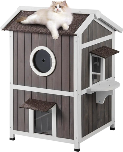 Vevor Cat House 2-Story Outdoor Wooden Shelter 23