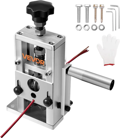 VEVOR Manual Wire Stripping Machine, 0.06-1 in, Copper Stripper with Hand Crank or Drill Powered, 64Mn Quenched Blades, 45# Steel Rollers, Aluminum Alloy Frame Wire Peeler, for Scrap Copper Recycling