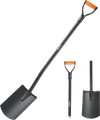 VEVOR Square Shovel, 48 in Heavy-Duty Flat Shovel, Transfer Shovels with Alloy Steel Blade and Non-Slip D-Handle, Detachable and Easy Storage, for Gardening, Construction, Digging, and Snow Shoveling
