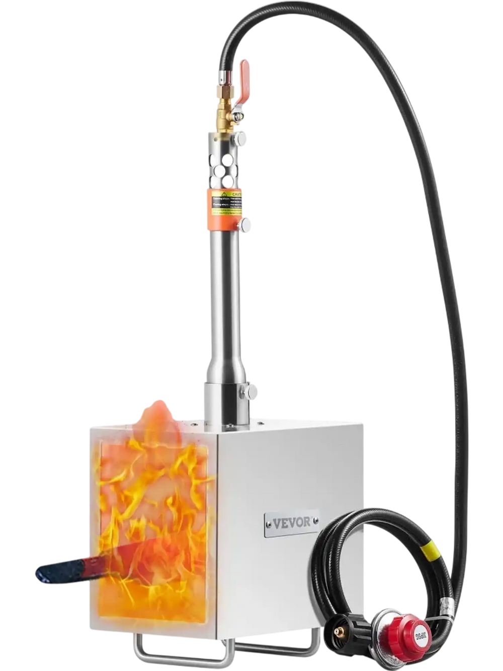 VEVOR Portable Propane Forge, 1 Burner Farrier Forge, 2600℉ Tool and Knife Making Blacksmithing Gas Forge, Large Capacity Square Stainless Steel Gas Forging Tools and Equipment for Metal Forging