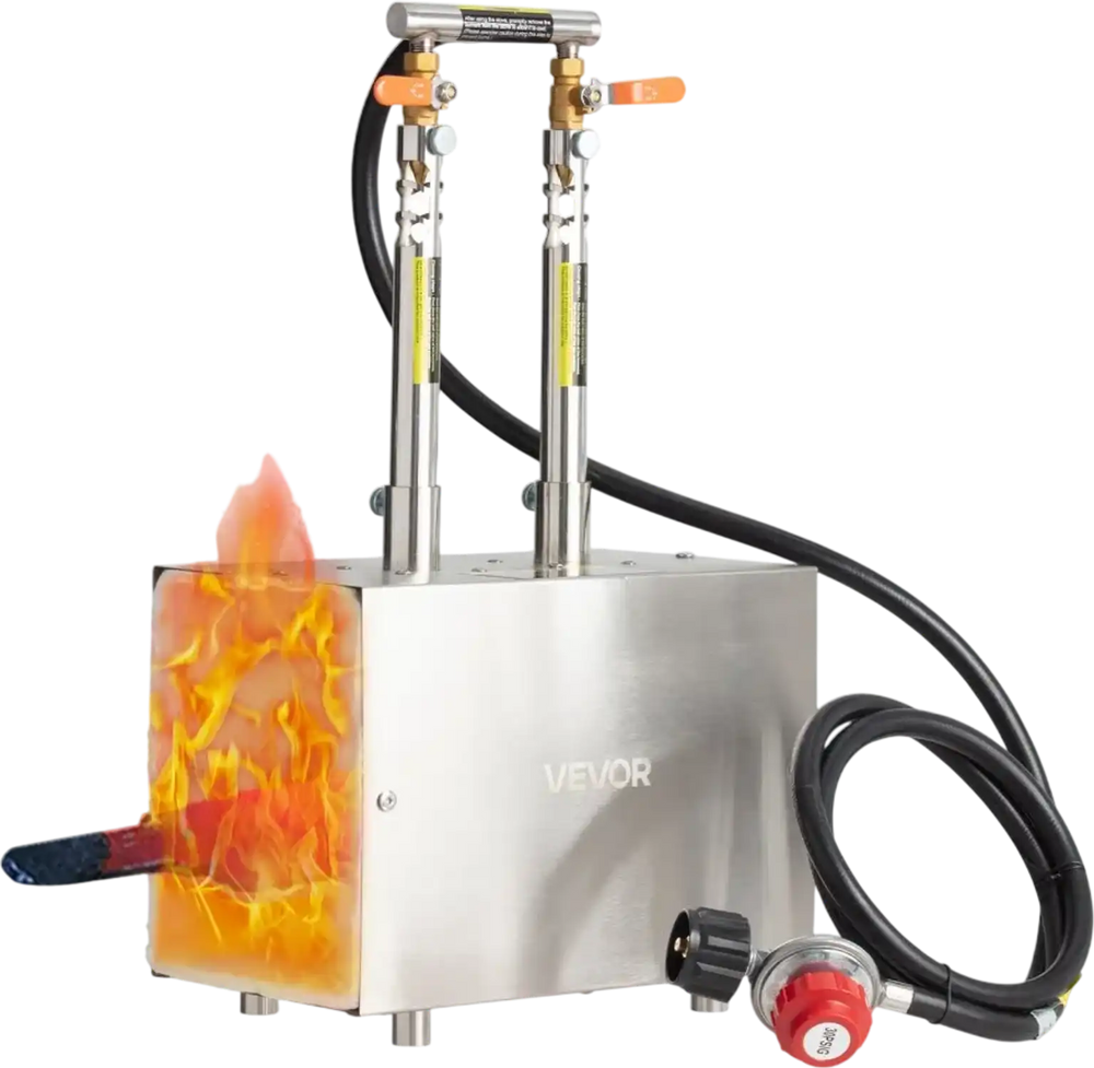 VEVOR Portable Propane Forge, 2 Burners, 2600℉ Tool and Knife Making Blacksmithing Farrier Forge, Large Capacity Square Shape, Stainless Steel Gas Forging Tools and Equipment, Use for Metal Forging