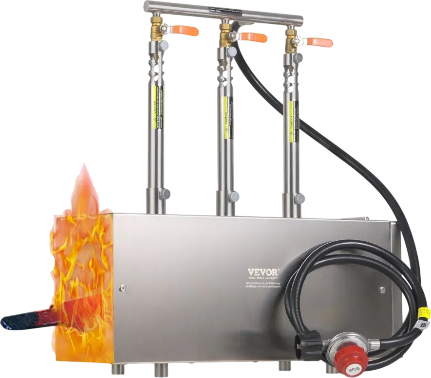 VEVOR Portable Propane Forge, 3 Burners, 2600℉ Tool and Knife Making Blacksmithing Farrier Forge, Large Capacity Square Shape, Stainless Steel Gas Forging Tools and Equipment, Use for Metal Forging