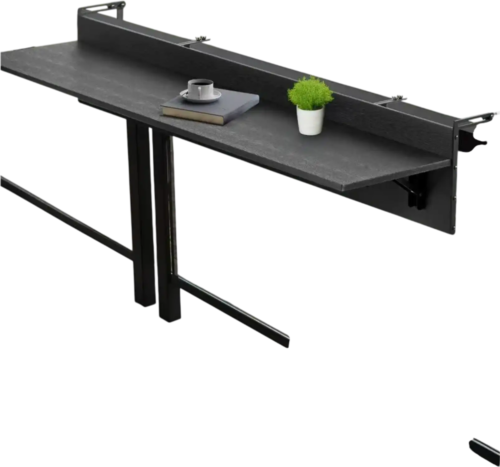 VEVOR Balcony Hanging Table, 12 x 59 in Folding Balcony Railing Table, Outdoor Balcony Bar Table for Railings, 50 lbs Loading, Fit Railing from 1" to 5.9", Serving Table for Patio & Deck