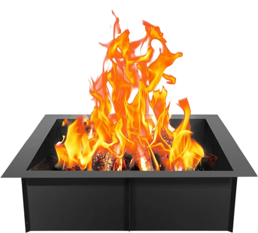 VEVOR Fire Pit Ring, 36x36 in Outer/30x30 in Inner Diameter, 10inch Height Square Fire Pit Insert, Heavy Duty Carbon Steel Liner DIY Campfire Ring above or In-Ground, for Outdoor Camping, Bonfires
