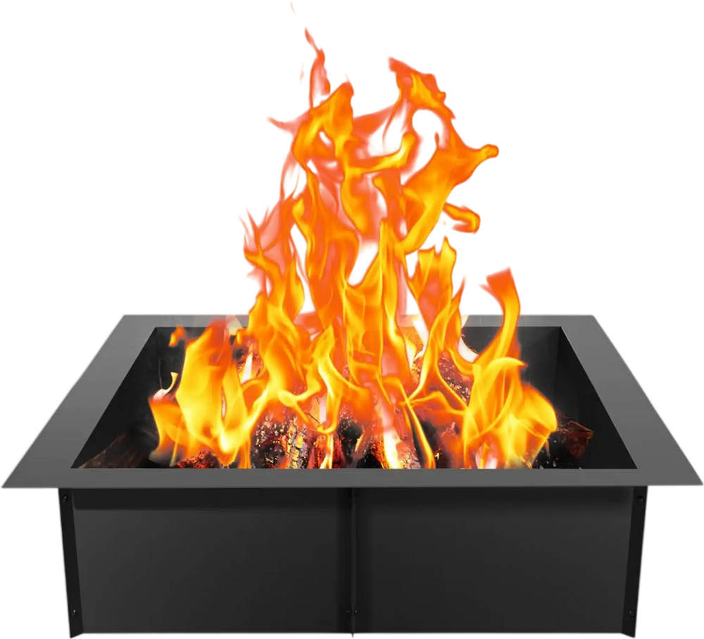 VEVOR Fire Pit Ring, 42x42 in Outer/36x36 in Inner Diameter, 10inch Height Square Fire Pit Insert, Heavy Duty Carbon Steel Liner DIY Campfire Ring above or In-Ground, for Outdoor Camping, Bonfires