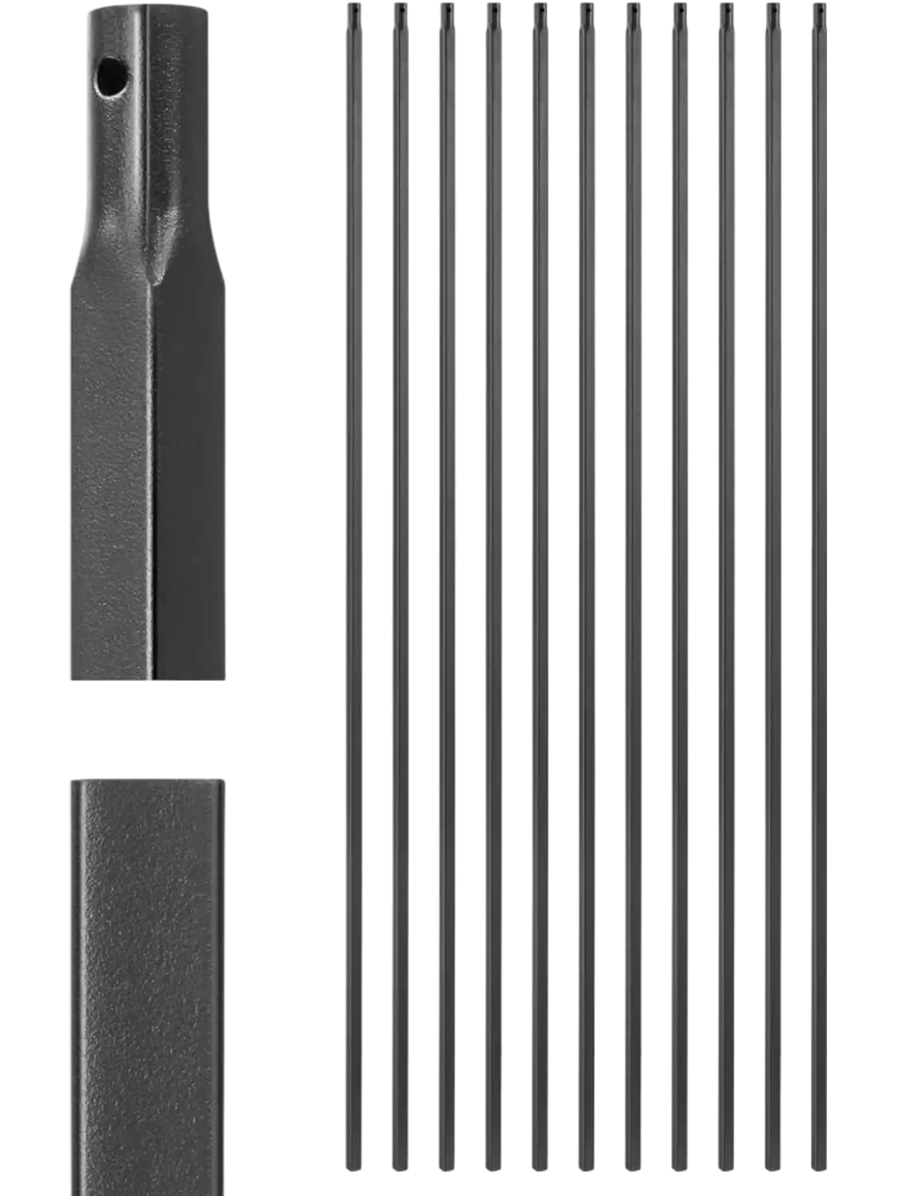 VEVOR Staircase Balusters 11 Pack, 44 Inch Durable Carbon Steel Stair Balusters, 0.5 Inch Indoor Square Metal Spindle Railing, Corrosion-Proof Hollow Deck Railing with Pre-Drilled Holes, Matte Black