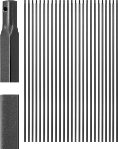 VEVOR Staircase Balusters 31 Pack, 44 Inch Durable Carbon Steel Stair Balusters, 0.5 Inch Indoor Square Metal Spindle Railing, Corrosion-Proof Hollow Deck Railing with Pre-Drilled Holes, Matte Black