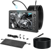 VEVOR Triple Lens Endoscope with Dual-Cable Setup, Industrial Borescope with Light, 7" HD IPS Spilt-Screen, 8 + 2 LEDs, 8X Zoom, IP67 Waterproof Snake Camera for Auto, Plumbing (16.4FT + 9.8FT Cables)