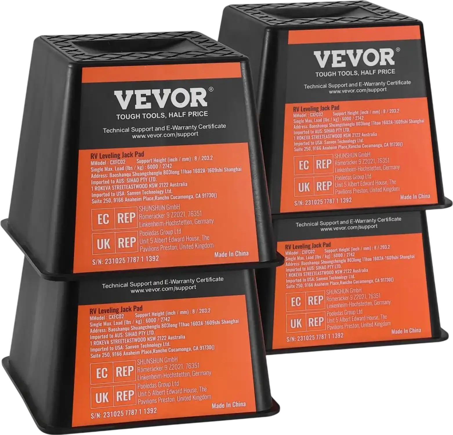 Vevor Trailer Jack Block 6000 lbs RV Leveling Blocks 4-Pack New
