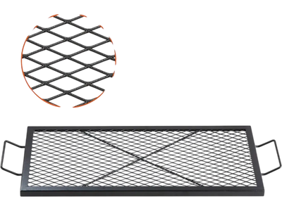 VEVOR X-Marks Fire Pit Grill Grate, Rectangle Cooking Grate, Heavy Duty Steel Campfire BBQ Grill Grid with Handle & Support X Wire, Portable Camping Cookware for Outside Party Gathering, 32 Inch Black