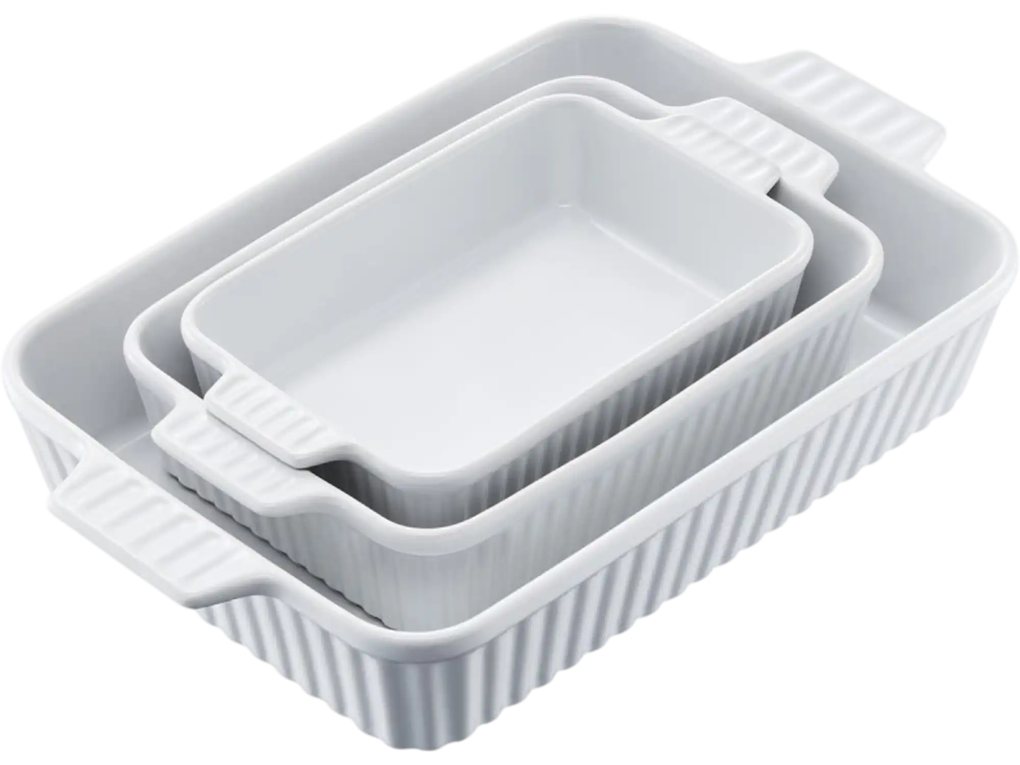 Vevor Baking Dish 3-Piece Rectangular Ceramic Bakeware Set White New