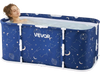 VEVOR Portable Foldable Bathtub 47.2"x23.6"x19.7" Soaking for Adults Blue, for Bathroom Shower Stall, 3-Layer Insulation, Space Saving, Family Hot SPA Ice Bath Tub with 2 Drain Ports, Indoor Outdoor
